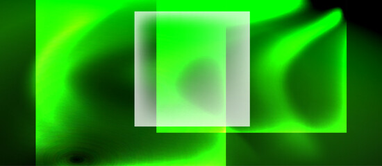Fototapeta premium Glass squares with neon shiny light abstract background