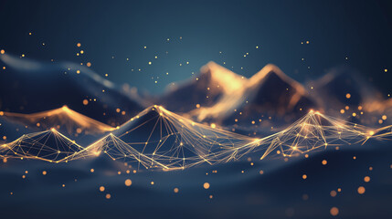 Abstract digital background electromagnetic wave background Innovation digital wave, information technology background and green luxury background with golden line decoration and curve light effect