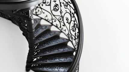 Elegant black spiral staircase interior design