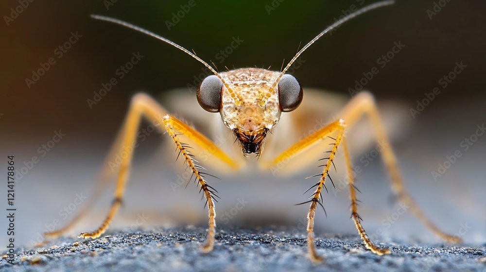 Poster macro shot of an insect with compound eyes and fine antennae in detailed view : generative ai