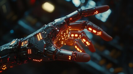 AI Machine Learning: Hands of Robot and Human Touching