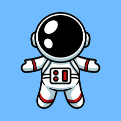 fun cute astronaut cartoon colored isolated drawing line art style sketch classic vintage design illustration
