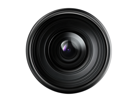 Isolated camera lens front view