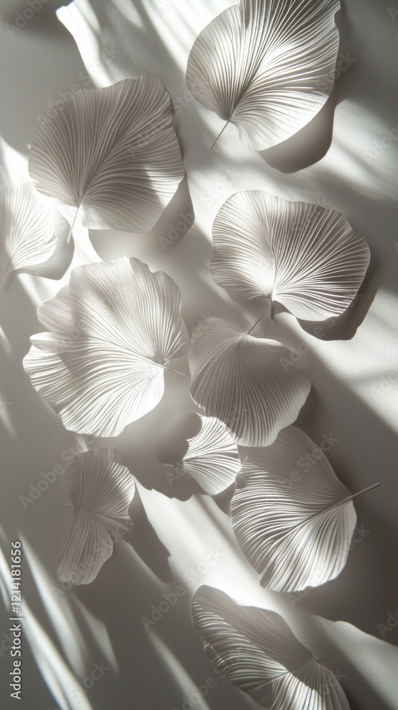 Aufkleber large tropical leaves, elegantly arranged to emphasize their texture and form, interact dramatically