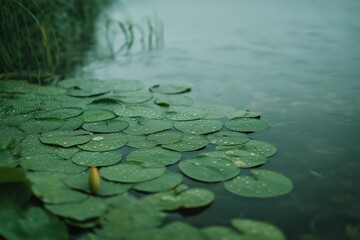 Misty Morning Water Lilies A Tranquil Lake Scene