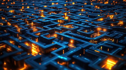 Fototapeta premium An intricate image of a digital labyrinth filled with glowing pathways
