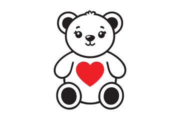 A teddy bear with heart shape silhouette