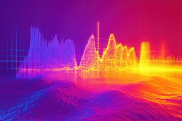 Colorful sound wave visualization representing audio frequencies and amplitudes