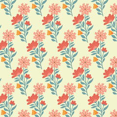 Seamless botanical wildflowers pattern. Abstract botany flowers background. style for fabric, banners, wallpaper.