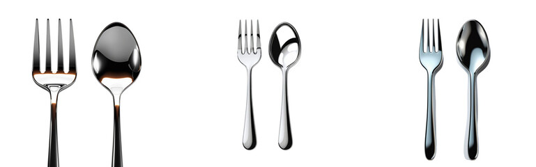  Fork and Spoon 3D Icon Isolated on Transparent Background png