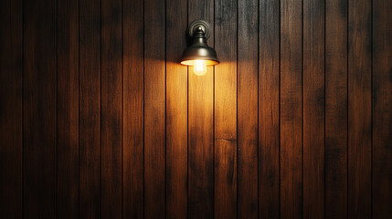 Warm light illuminating wooden wall in a cozy interior setting during evening hours