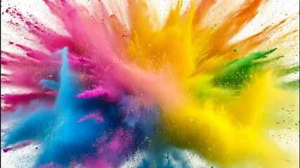 A vibrant explosion of colors in a festive Holi celebration capturing joyful moments of springtime revelry outdoors