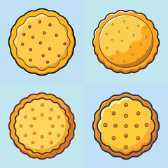 cartoon biscuit vector illustration in colorful grid - a vibrant illustration of four biscuit, perfect for logos, icons and, food themed designs