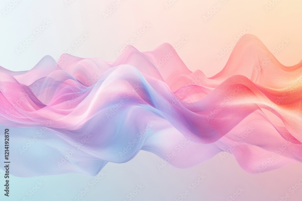 Poster soft flowing waves in pastel colors create a serene abstract background for design
