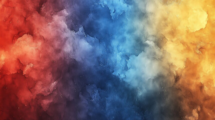 Obraz premium Vibrant cloud-like texture transitioning from red to blue to yellow 