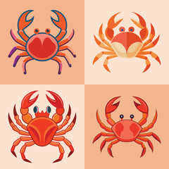 cartoon crab egs vector illustration in colorful grid - a vibrant illustration of four crab egs, perfect for logos, icons and, food themed designs