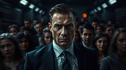 Fototapeta premium Portrait of a Businessman in a Crowd