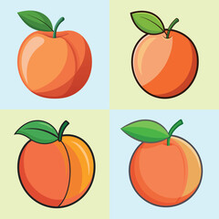 cartoon peach vector illustration in colorful grid - a vibrant illustration of four peach, perfect for logos, icons and, food themed designs