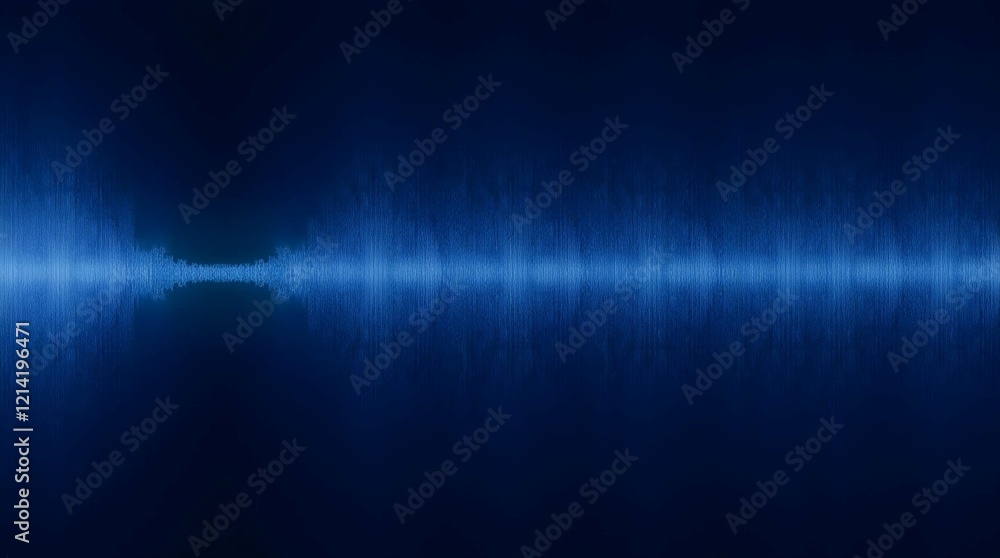 Poster Abstract digital artwork depicting a mesmerizing wave pattern in shades of blue, reminiscent of sound waves or energy fields