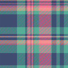 Buffalo tartan fabric background, cell texture check pattern. Oriental textile plaid seamless vector in blue and teal colors.