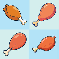 cartoon turkey leg vector illustration in colorful grid - a vibrant illustration of four turkey leg, perfect for logos, icons and, food themed designs