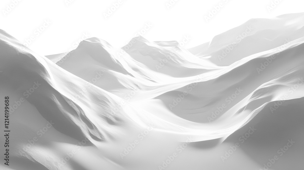 Poster An abstract image depicting a flowing white mountain range against a black background, showcasing smooth curves and subtle light play.