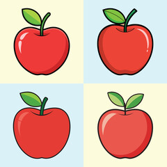 cartoon apple vector illustration in colorful grid - a vibrant illustration of four apple, perfect for logos, icons and, food themed designs