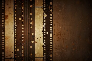 Film strip grunge brown background Generative AI