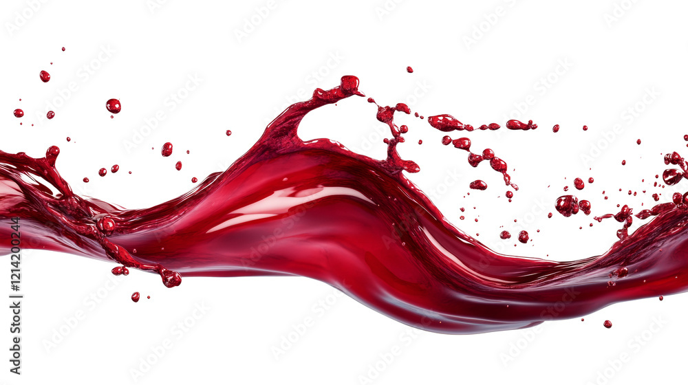 Poster A dynamic image showcasing a vibrant red liquid splashing across a stark black background with droplets suspended in mid-air.