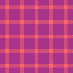 Scratched tartan textile texture, perfect vector fabric background. Geometrical check plaid pattern seamless in pink and red colors.
