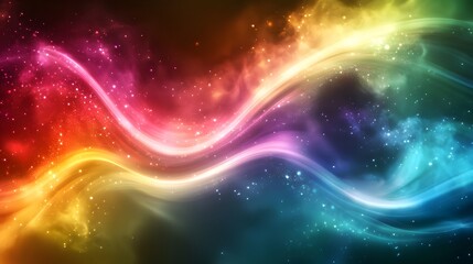 Obraz premium Abstract space background featuring colorful smoke clouds with scattered stars in a dark cosmic scene