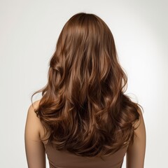 Fototapeta premium Long Brown Hairstyles Studio Photography Portrait Back View Beauty Trends