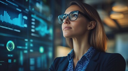 Analyzing Data Insights Office Digital Portrait Urban Setting Professional Perspective