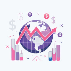 Obraz premium Global Economy Growth Trend Showing Positive Financial Outlook