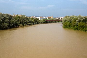View of the Guadalquivir River near Cordoba, Andalusia, Spain.