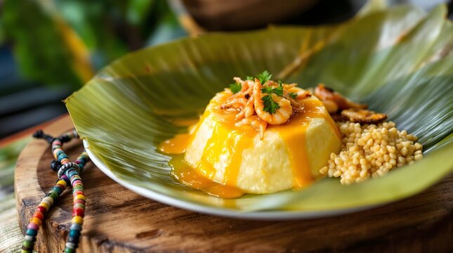 Abara (Steamed Black-Eyed Pea Pudding) with Shrimp and Dende Oil (Bahian Cuisine)