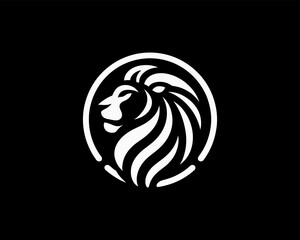 Lion Logo Design Vector Template. Lion Head Logo Icon Vector illustration. Black and white Lion head vector illustration.