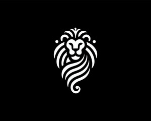 Lion Logo Design Vector Template. Lion Head Logo Icon Vector illustration. Black and white Lion head vector illustration.