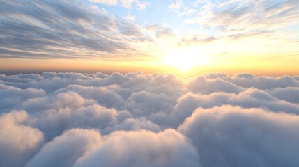 Golden Sunrise Above the Clouds in a Beautiful Sky : Generative AI