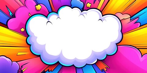 Bold Pop Art Border Framing a White Blank Text Area with Vibrant Colors, and Playful Design Elements.