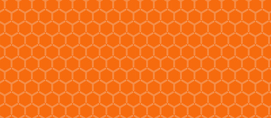 Vibrant orange geometric background featuring a seamless pattern of interlocking hexagonal shapes.  Modern, minimalist design ideal for website banners, textiles, or contemporary branding.