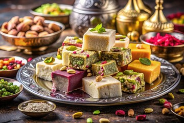 Indulge in exquisite Middle Eastern sweets: halva, nougat, and more.  High-resolution photos capture their delectable beauty.