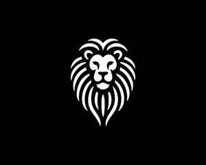 Lion Logo Design Vector Template. Lion Head Logo Icon Vector illustration. Black and white Lion head vector illustration.