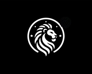 Lion Logo Design Vector Template. Lion Head Logo Icon Vector illustration. Black and white Lion head vector illustration.