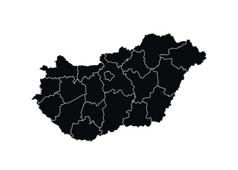 Hungary Map vector icon. Map of Hungary Black Silhouette.