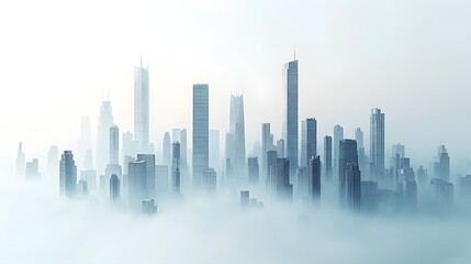 Fototapeta premium Layered Cityscape Shrouded in Misty Haze - Abstract Urban Skyline Backdrop