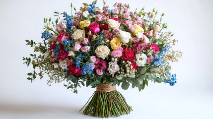 Vibrant Colorful Flower Bouquet on White Background