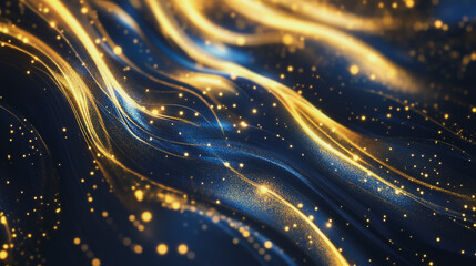 Obraz premium Abstract digital background electromagnetic wave background Innovation digital wave, information technology background and green luxury background with golden line decoration and curve light effect