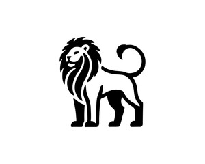 Lion full body Logo Design Vector Template. Black and white Lion vector illustration.