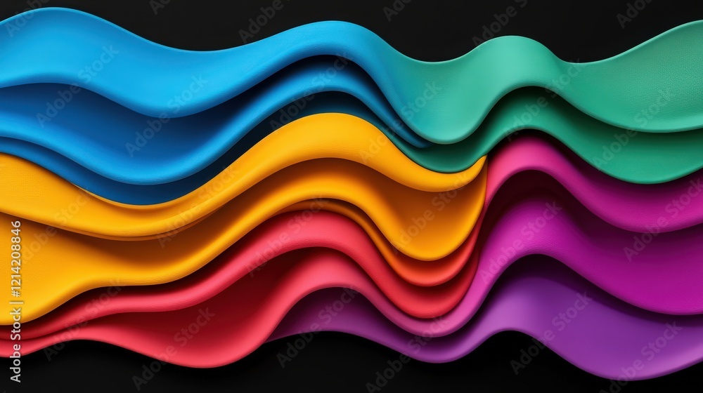 Poster abstract colorful waves: a vibrant and dynamic abstract design featuring flowing waves in shades of 